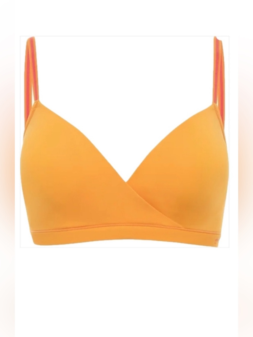 Kindly Seamless Light Orange Women's Wireless Bra with Pink-Trim Straps Size XL